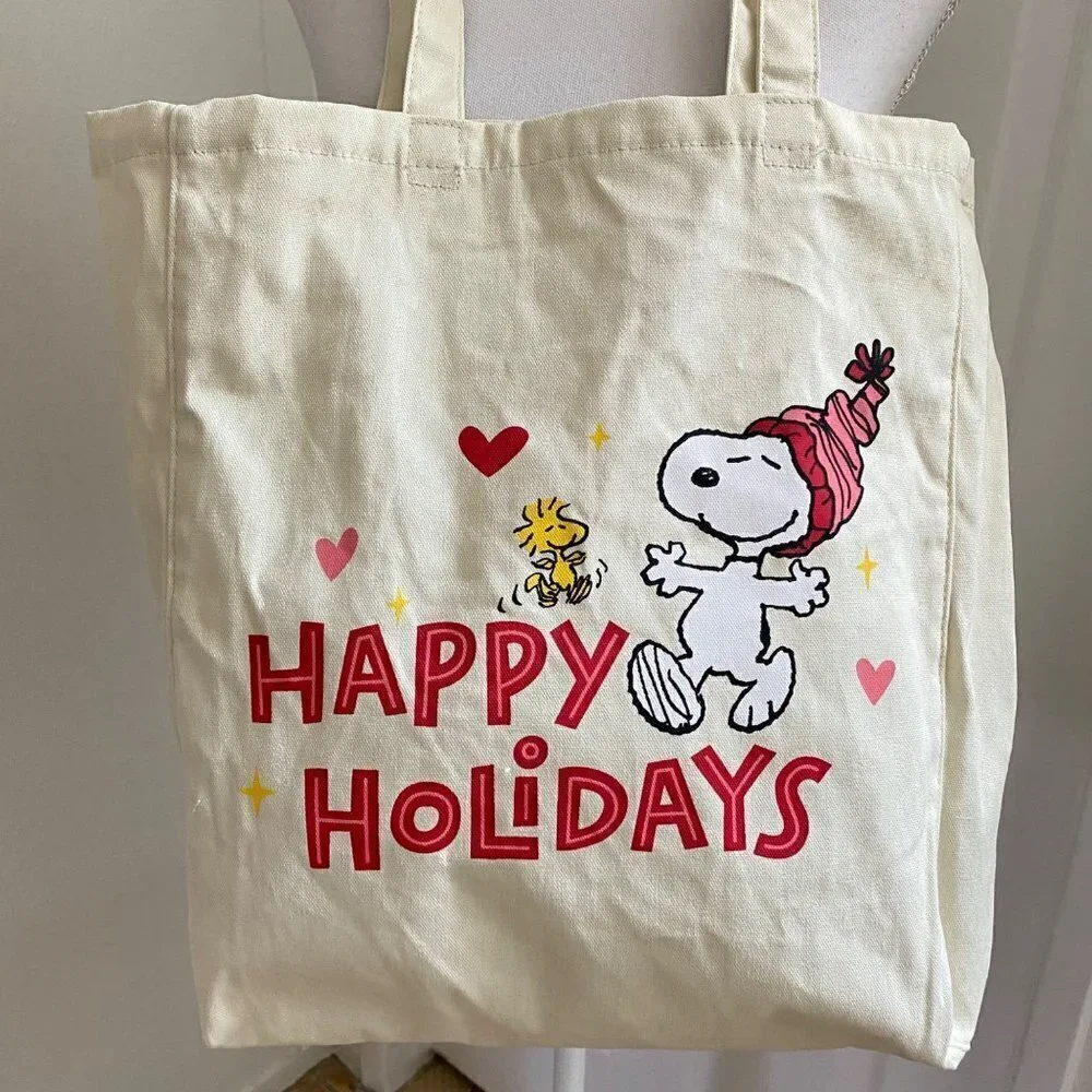 American Eagle Snoopy Happy Holidays Canvas Tote Bag